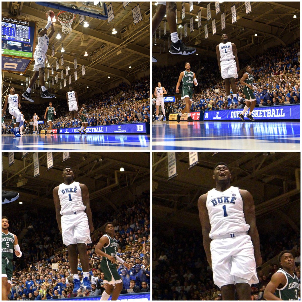 espn's tweet photo. Find yourself a friend who hypes you up like Zion does for RJ Barrett. https://t.co/s2tf9DifHi