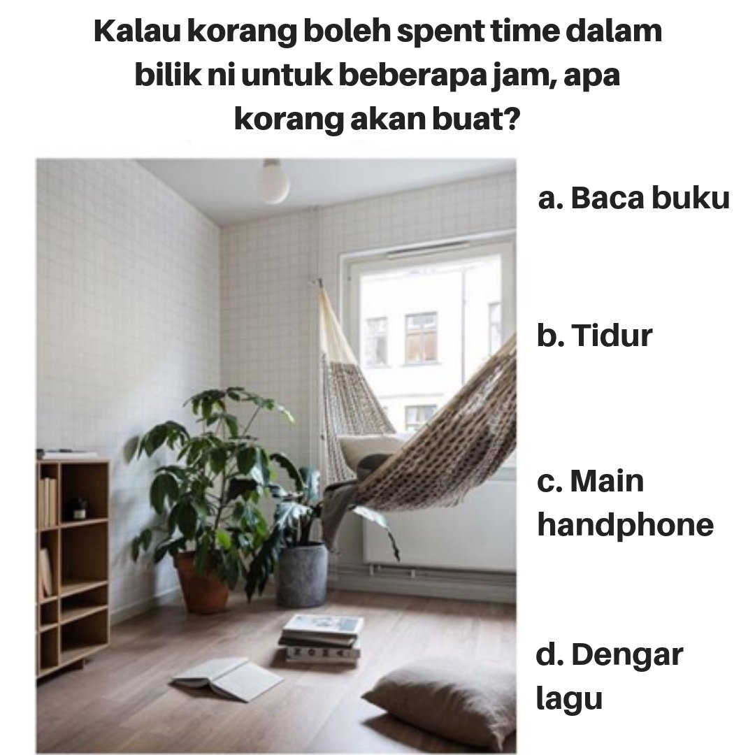 soulusiMY's tweet photo. Apa korang akan buat dalam bilik itu? Jawab dulu nanti admin bagitahu personaliti korang😎 https://t.co/7oH2JUvjjm