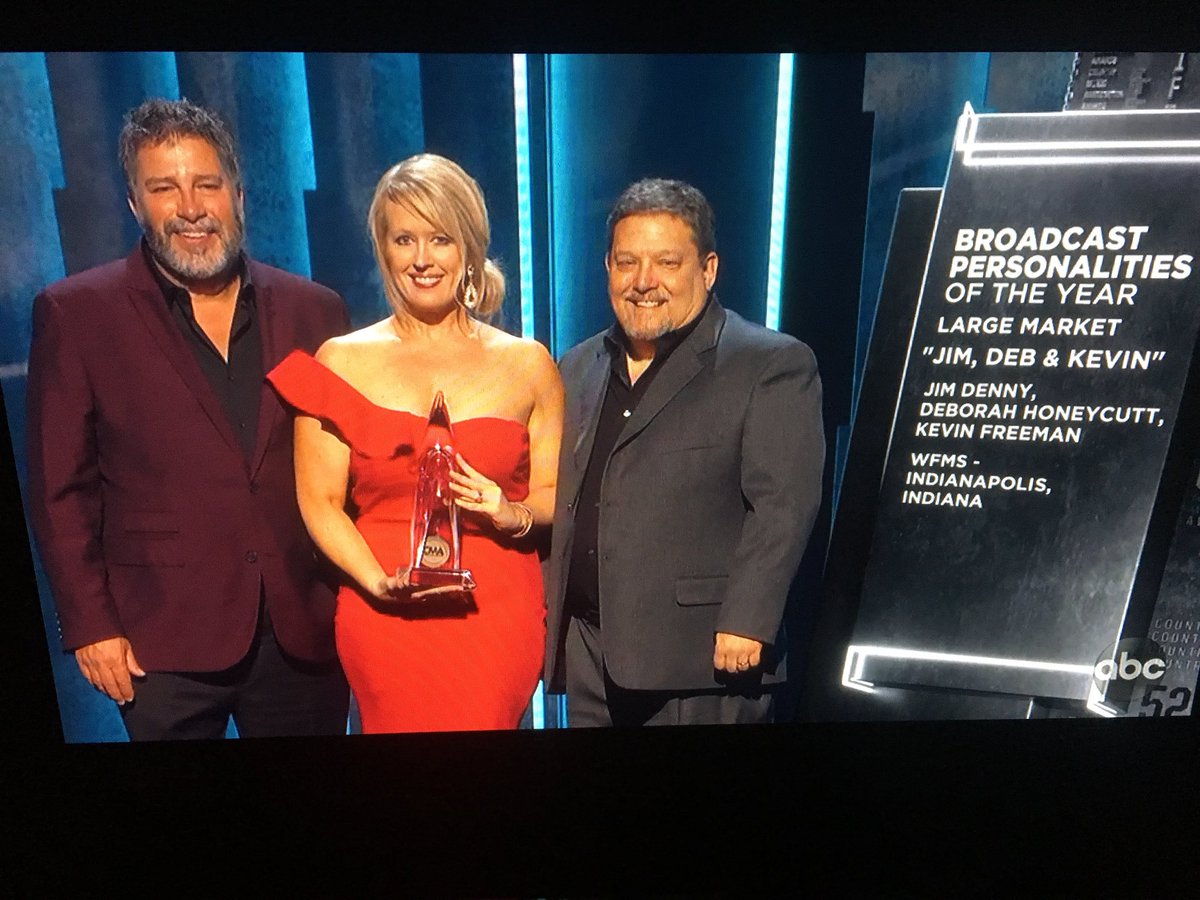 Travisonair's tweet photo. Congrats to @WFMS’ Morning Show!! Jim Deb & Kevin! #Indiana -#CMAawards #LargeMarket https://t.co/KfPcn8rmUi