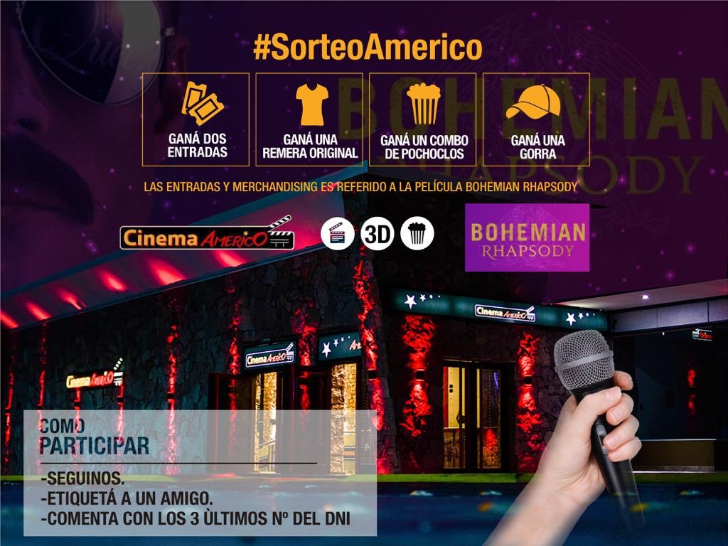 vdftupungato's tweet photo. #CinemaAmerico te invita a ver los estrenos de esta semana 🎥 
#SORTEO
✅ Síguenos +➡️RT este tweet + menciona con quién irás al cine y gana 2 entradas GRATIS
Sorteamos 2 PARES DE entradas Y 1 combos de Pochoclo  ,una gorra de queen y una remera 
L@s ganador@s 16 de noviembre https://t.co/RqMmPWQk1w
