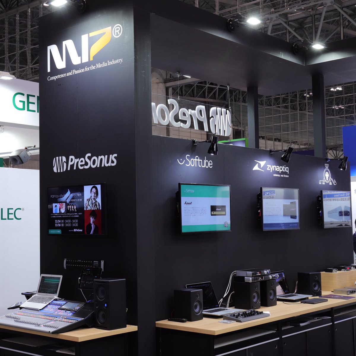 mi7japan's tweet photo. #interbee2018 でのMI7ブースでは #PreSonus #StudioOne #BlueMicrophones #ROLI #Softube #BlackLionAudio #Zynaptiq #MicW #Vicoustic 製品を一堂に展示中です。是非ホール1にお越しください。 https://t.co/VWh6zq7hhM