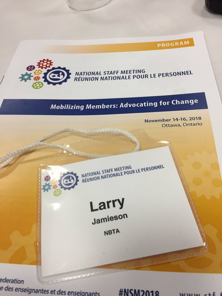 LIJamieson's tweet photo. Attending the National Staff Officers meeting of CTF member organizations staff with @ArdithShirley &amp; @TinaEstabrooks . "Mobilizing Members: Advocating for Change" is very appropriate for our times. Always a great way to network and learn from our national colleagues. #NSM2018 https://t.co/dDtLYndyUd