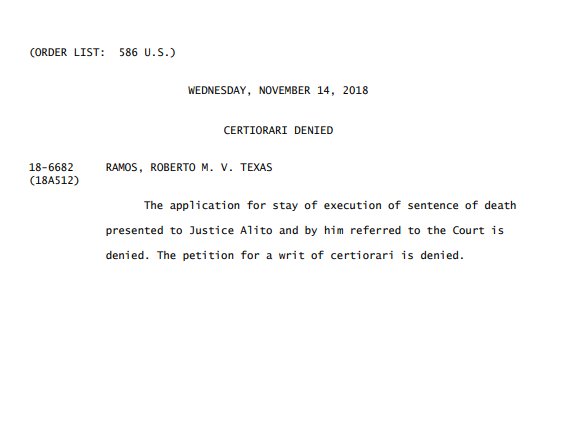LadyKReports's tweet photo. #BREAKING The #SCOTUS Have Denied A Stay Of Execution, Execution Cleared To Proceed. #ExecutionWatch #RobertRamos #LadyKReports https://t.co/cbPABSLJxo
