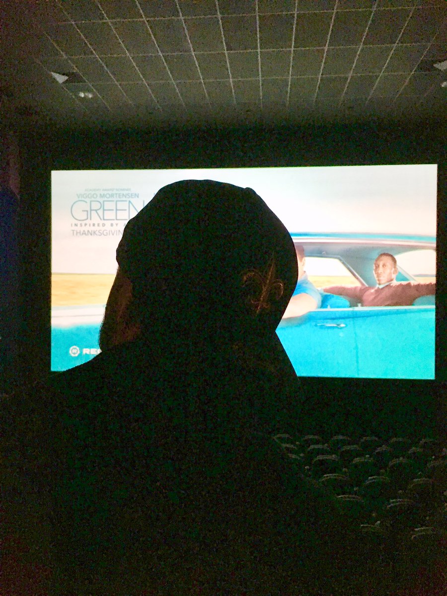 joash_the's tweet photo. Someone just sent me this picture of me attending a screening of the Green Book with @ChristianGobble not sure whatβs being said, but I need to dispel two rumors. 1. The kids are as cute as he says 2. Iβm not a bandwagon. Iβve always been a saints fan #BehindYourBak #PostEarYours https://t.co/ac8SKWA7R8