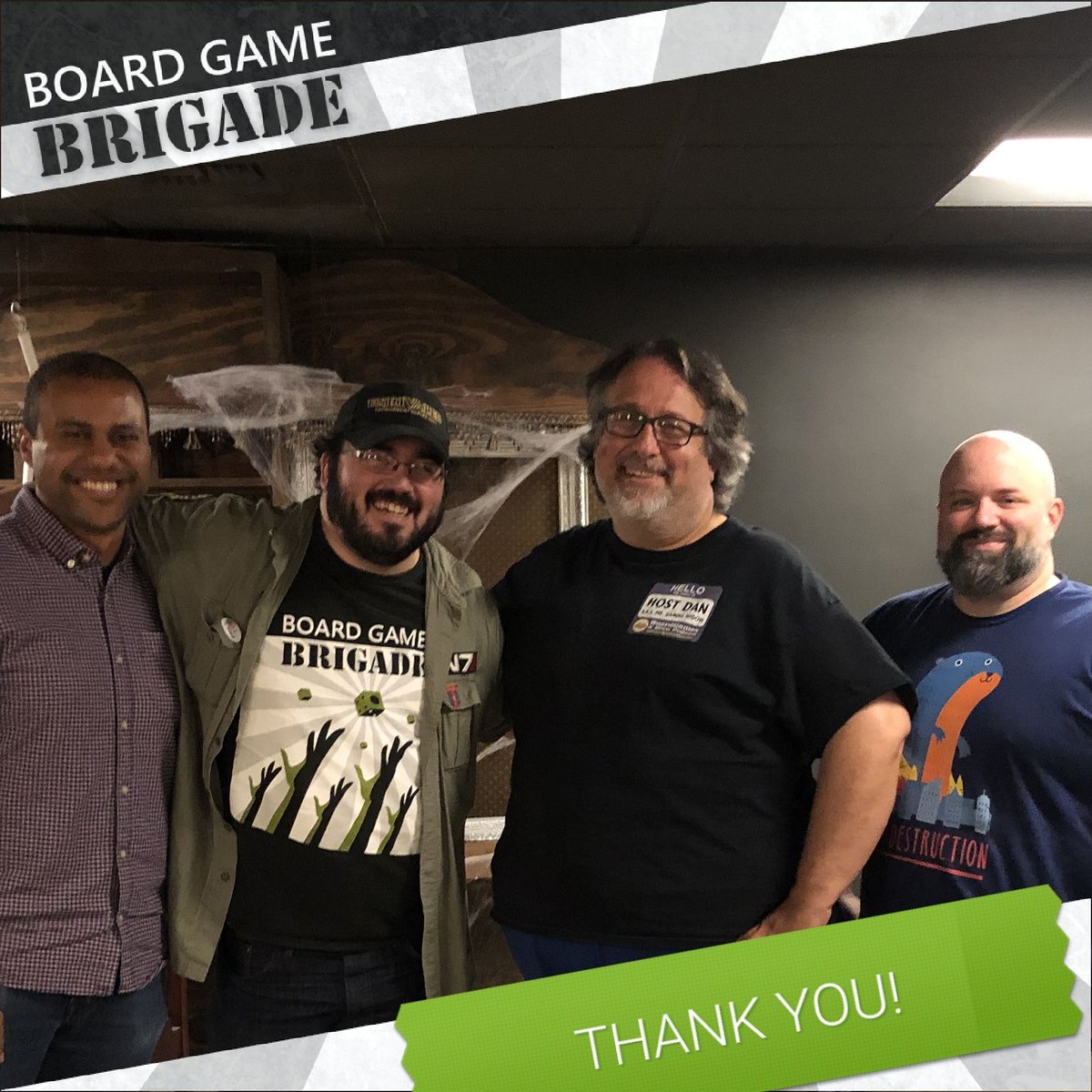BoardGameBDE's tweet photo. A huge shout out to our Nov. 11th designers, Gary Alaka (Gap Closer Games), Daniel A. George (August Games), Manny Vega, (Breaking Games) and Dan Smith (not pictured, Smif Ink)! Thanks to all of you, and check out their games! https://t.co/WUcAbvDOCZ