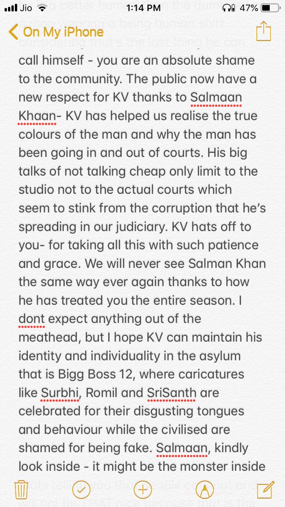 Ashutosh21230's tweet photo. @bombaysunshine Teejay my heart goes out to you, if you could -pls share a letter that I just felt the need to write-legit stopped watching the season cause there is only a certain degree of hypocrisy you can watch and do nothing about! I want our dear angel Salmaan reading this! https://t.co/3QD7L5hfKN
