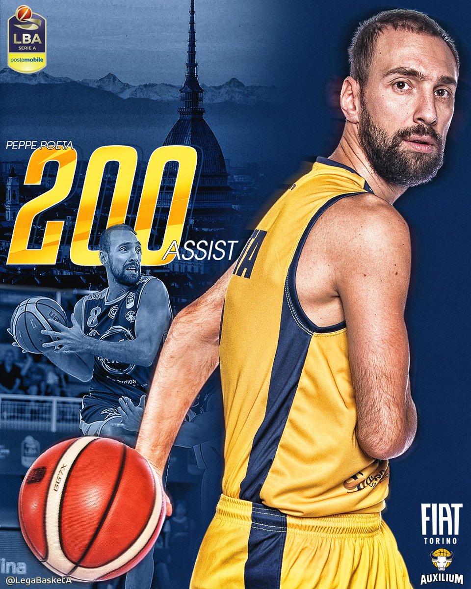 LegaBasketA's tweet photo. Complimenti a @PeppePoeta!
Con l'assist realizzato domenica scorsa, raggiunge quota 200 in maglia @FiatTorinoAux!
#TuttoUnAltroSport https://t.co/1bACp07aez