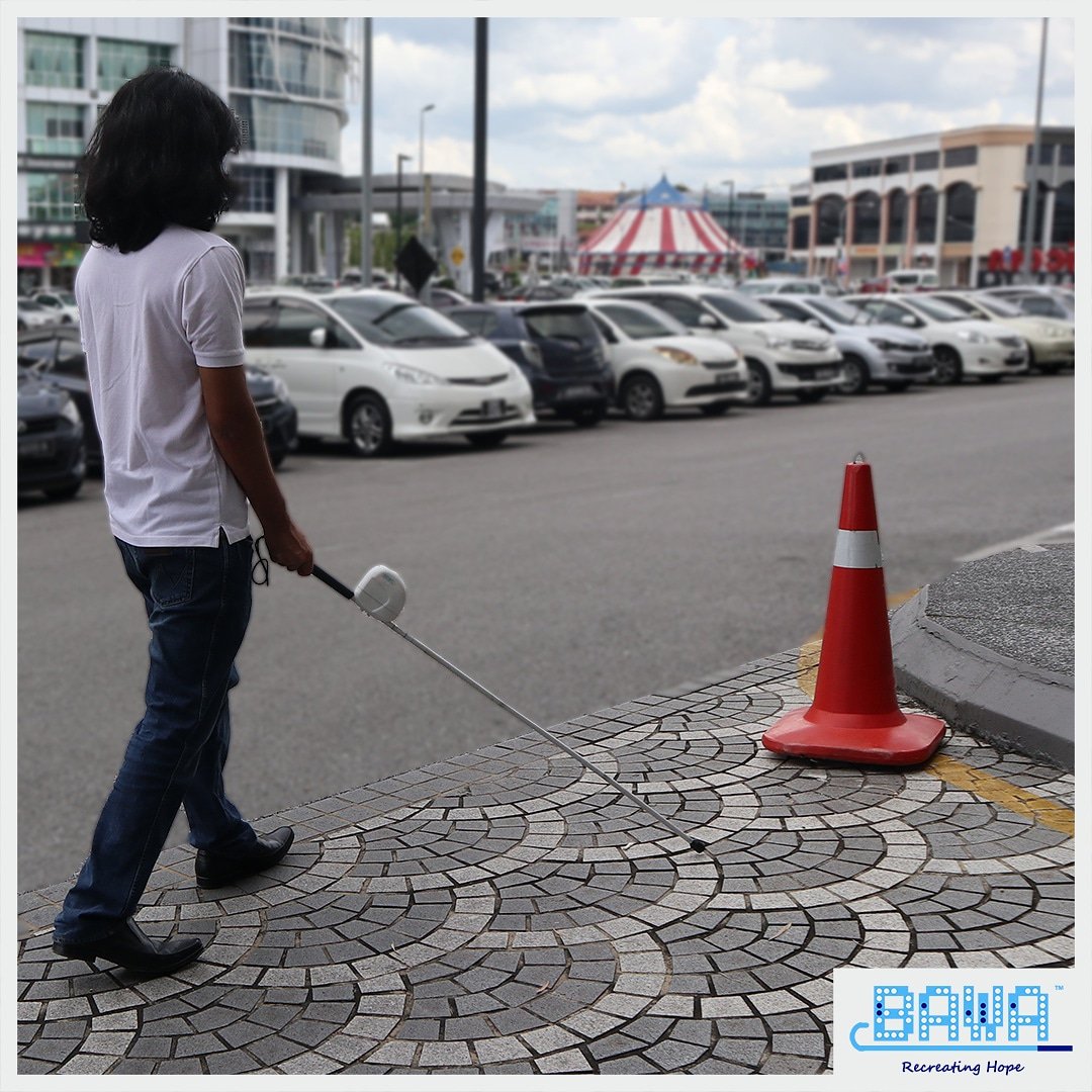 getbawacane's tweet photo. Feeling worry for your blind family member of friend as they walk into obstacles. Now they can be independent with BAWA Cane. [Image: A blind man is alerted by BAWA Cane before walking into a traffic cone]
#BAWACane #Help #Hope #Technology #VisuallyImpaired #VisionLoss #WhiteCane https://t.co/AIlio3HSkD
