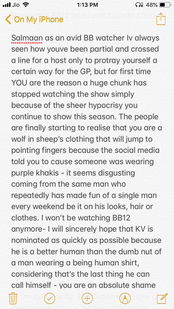 Ashutosh21230's tweet photo. #StopTargetingKaranvir no more! @BeingSalmanKhan - you have become beyond partial this season and are ruining the genuine essence of the show by taking aides and bullying people! For me you are nothing more than a corrupt brat who’s nothing more than a meathead! ☕️ https://t.co/GA89kj6was