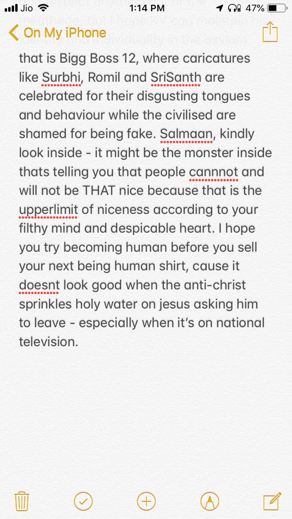 Ashutosh21230's tweet photo. #StopTargetingKaranvir no more! @BeingSalmanKhan - you have become beyond partial this season and are ruining the genuine essence of the show by taking aides and bullying people! For me you are nothing more than a corrupt brat who’s nothing more than a meathead! ☕️ https://t.co/GA89kj6was