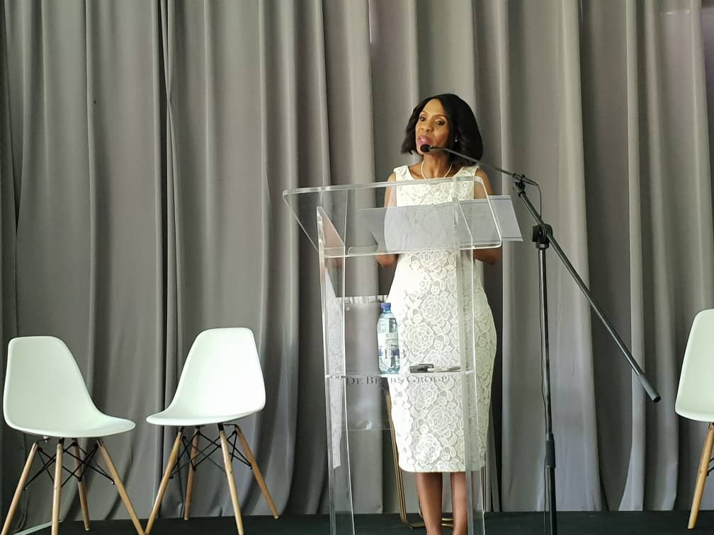 debeersgroup's tweet photo. First Lady of the Republic of Botswana @njmasisi takes the stage to share her Keynote Address at #WSummitBotswana. Watch live: https://t.co/G1Pvzqau4d https://t.co/2EthAWHoMg