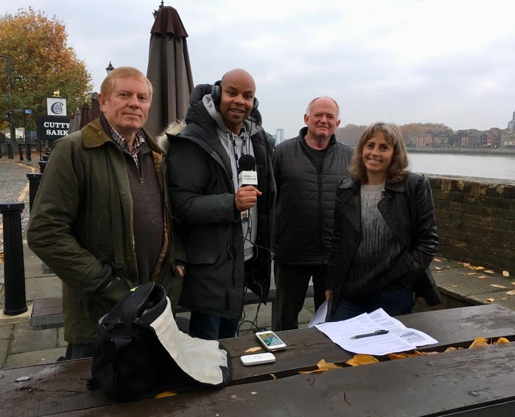 Up early this morning for a “victory” interview with <a href="/BBCRadio_London/">BBC RADIO</a> - thanks for coming down to #Greenwich @GregMcTweets! People power has won over the #cruiseport but more work to do to clean up emissions on the #Thames Tune in here  youtu.be/SHheFY40Uac
