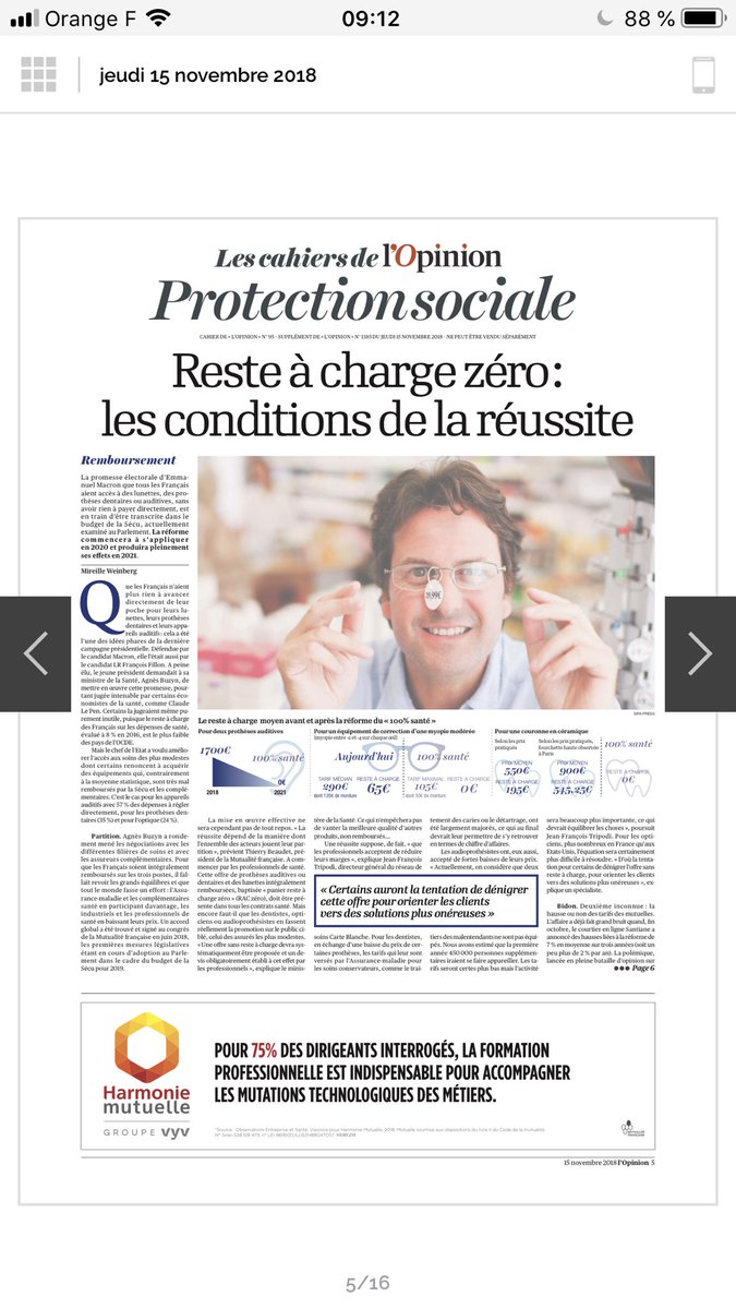 Mi_Weinberg's tweet photo. 4 pages spéciales dans @lopinion_fr sur la réforme du reste à charge 0 ou du 100% santé et les complémentaires santé #AVosKiosques #AVosTablettes https://t.co/pIAqmSBpIW