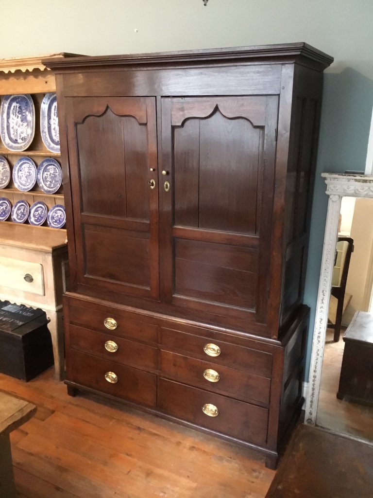 C18th #Welsh oak hanging press c1780 now in the shop #antiques #antiquefurniture #interiors #storage #newstock #Llangollen #Wales #LoveLiveLocal