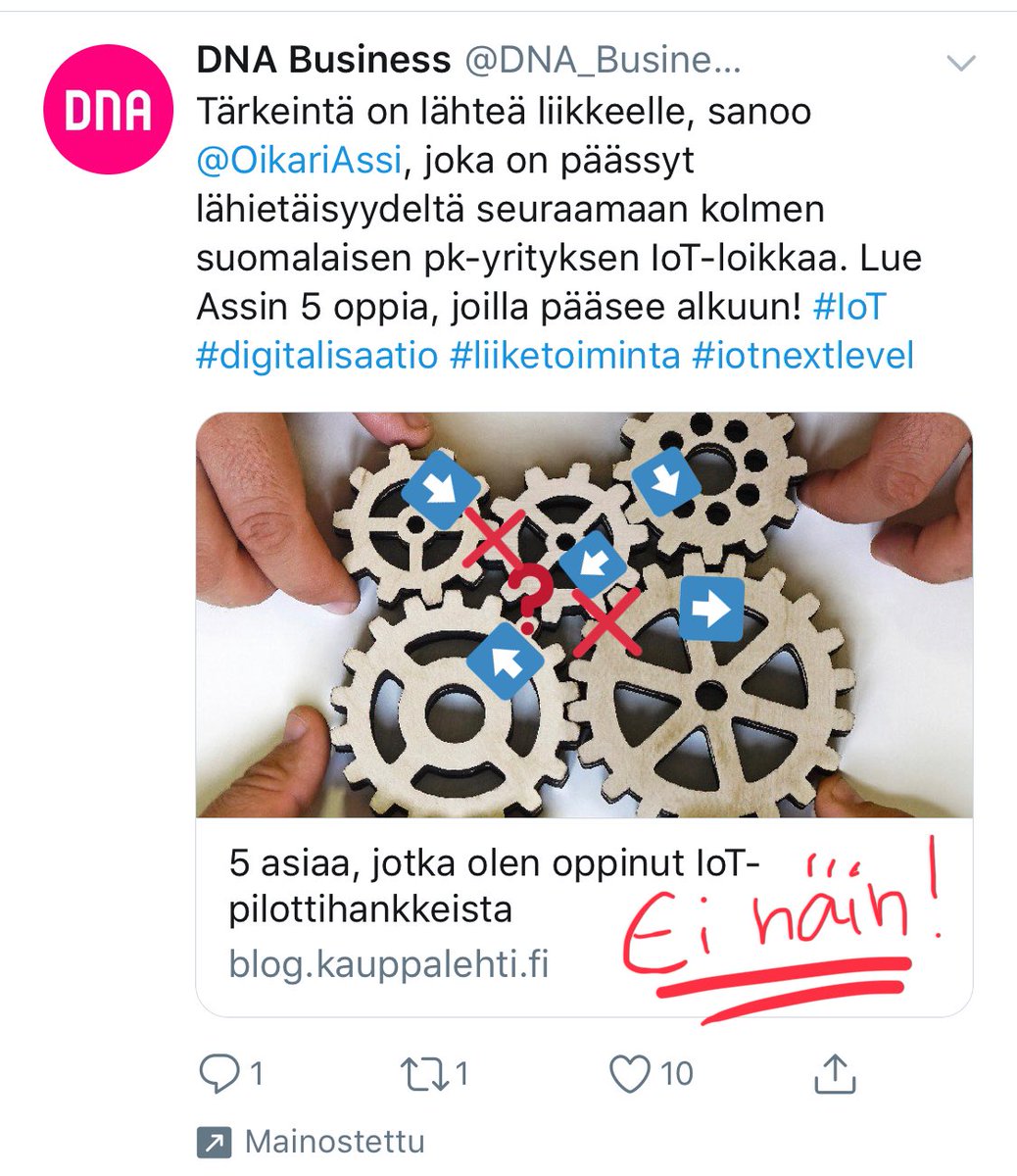 JussiHerlin's tweet photo. "Tärkeintä on lähteä liikkeelle". Oheisessa kuvassa pikainen analyysini siitä, miksi liikkeelle lähtö voi olla mahdotonta kun organisaatiossa esim. eri toimijoiden tavoitteet tai vastuut ovat ristiriidassa. #hammasratas #yhteistyö #visualisaatio https://t.co/2CcBDUyPme