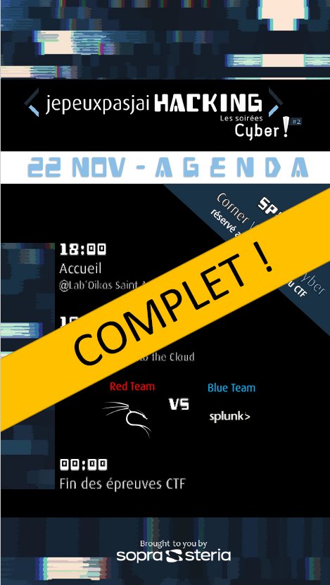 SopraSteriaSecu's tweet photo. [🚨J-7 #JePeuxPasJaiHacking] Les inscriptions sont clôturées ! Rendez-vous le 22/11 au @laboikos de Toulouse pour #LesSoiréesCyber ! Qui de "Red Team" ou "Blue Team" sortira vainqueur du #CTFBattleground ? 🎮 #Cybersécurité https://t.co/KIsEwhovWw