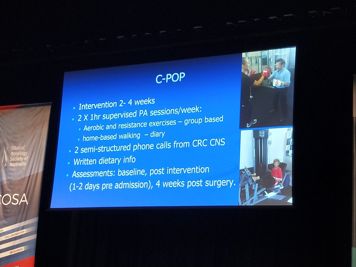 DrAmyDennett's tweet photo. Data from CPOP prehab study show prehab in as little as 2 weeks inc fitness #physicalactivity #prehab #cancerrehab #COSA18 Janette Vardy. Looking forward to putting similar into practice @VicCompCancerCr When i start new role next week https://t.co/WwxsAiIvVy
