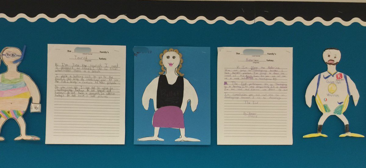 bsalisbury505's tweet photo. Turkey? I don't see a turkey! The start of some creative ways to disguise a turkey by 3rd graders #turkeyindisguise These are definitely not turkeys #Iamnotaturkey just read their persuasive writing! #3rdgradewriting @EarhartExplorer https://t.co/2JnV4lMDsi