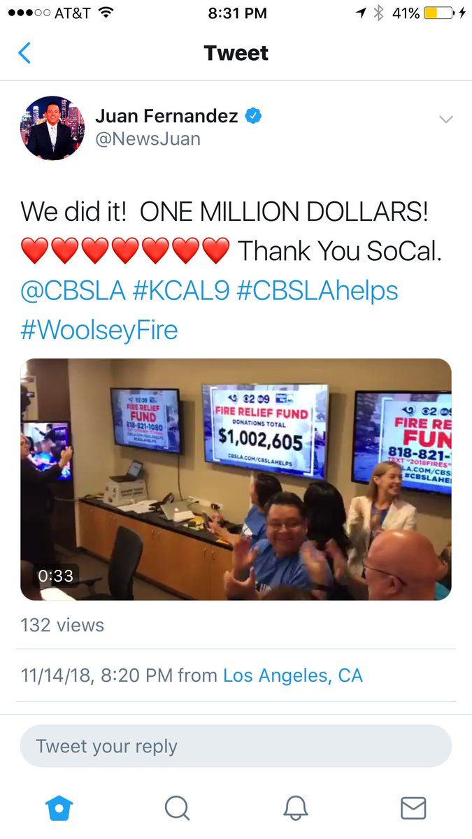 michelegiletv's tweet photo. Wow‼️‼️‼️#CBSLAhelps We've raised a million for fire victims  $$$$ 💙💙💙Thank you all @cbsla #cbsla https://t.co/39nwrSHsb4