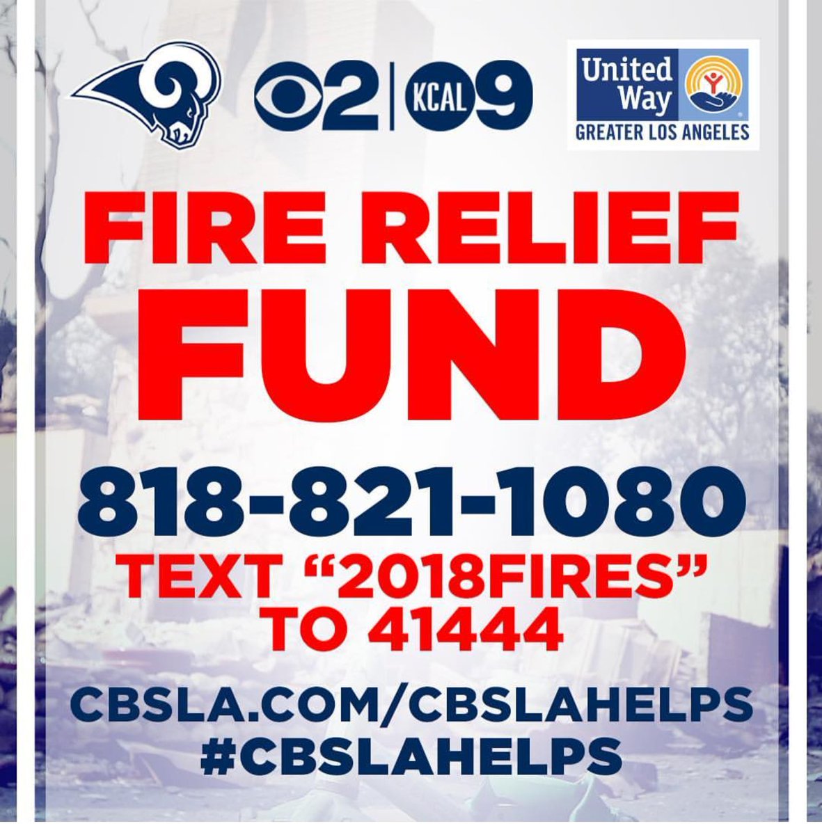 NewsCourtney's tweet photo. More than $1 MILLION raised so far!  Help us help the victims of the #WoolseyFire and #HillFire. 

#cbsla #cbslahelps #cbs2 #kcal9 https://t.co/e6pZObBysQ