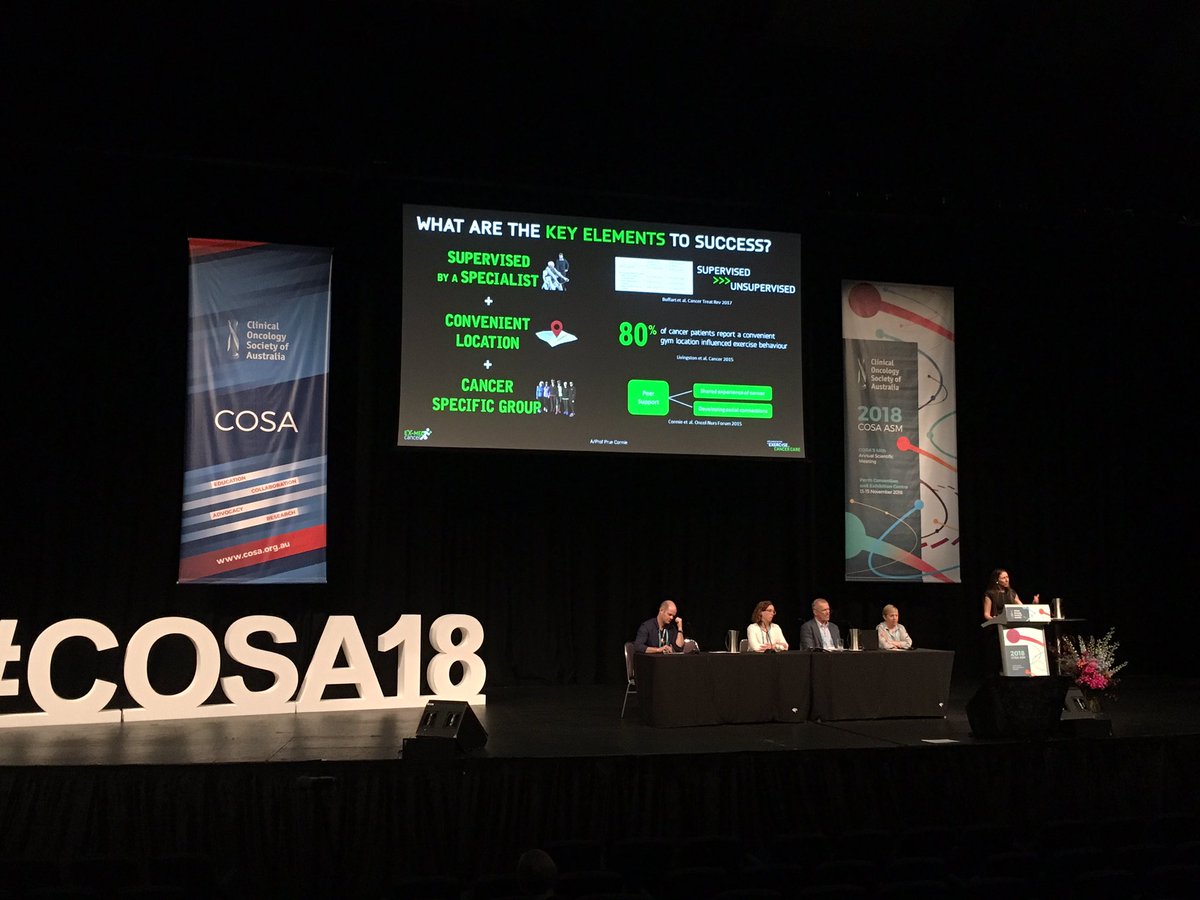 AmandaPiper_au's tweet photo. Only 1 in 10 people with cancer meet recommended exercise guidelines, yet there is growing evidence that #exercisemedicine may improve QoL and outcomes. This photo from @pruecormie shows the ‘secret sauce’ to implement and operationalise #exercisemedicine #cosa2018 https://t.co/SvhyMZwYkO