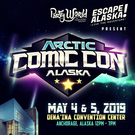 ArcticComicCon's tweet photo. Bigger &amp; Better! Mark your calendars -May 4/5, 2019! #Comics, #cosplay, #celebrities, #music &amp; just good fun! Get your passes now at https://t.co/BDlPOxIRwB #acc19 #ArcticComicCon #Anchorage #Alaska https://t.co/EjHescgWq2