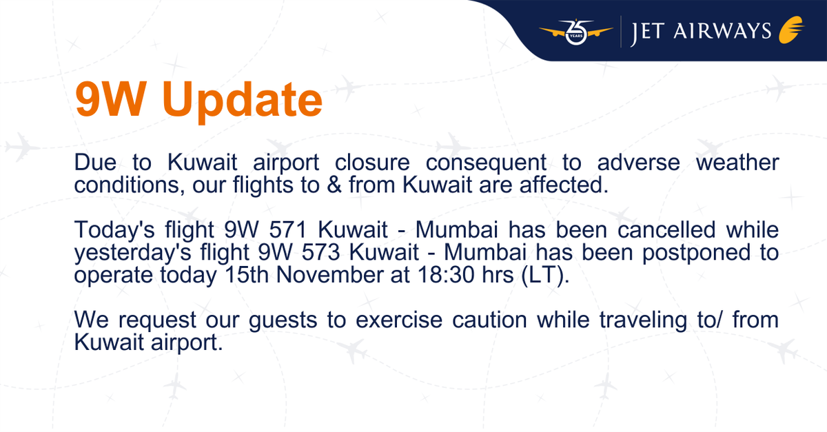 jetairways's tweet photo. #9Wupdate #KuwaitRain https://t.co/OePzlCA6nM