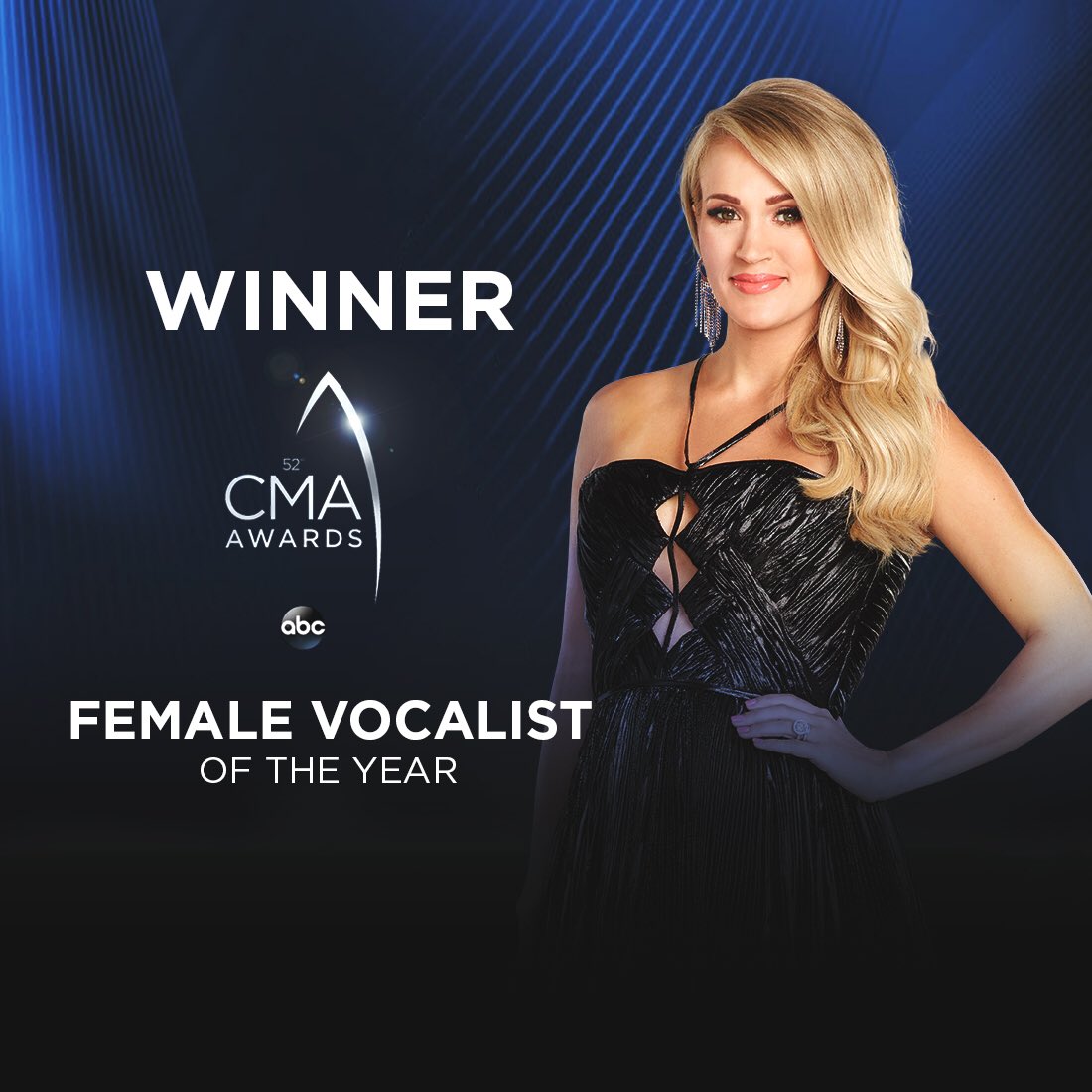 carrieunderwood's tweet photo. Congrats Carrie! 2018 #CMAawards Female Vocalist of the Year! -TeamCU https://t.co/wJ4Vff6tft