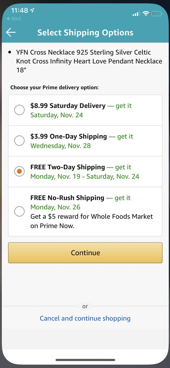 ⁦<a href="/AmazonHelp/">Amazon Help</a>⁩ what is going on with your shipping?   This is for an order I am about to place and would expect two day shipping to get it here Monday the 19th or pay for 1 day or day delivery and get it sat.   How does any of the below make sense?