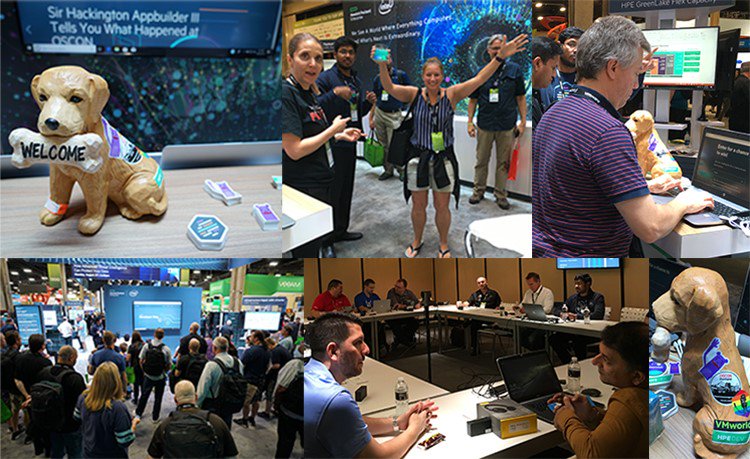 HPE_Developer's tweet photo. Check out what #HPEDevCom and their mascot Sir Hackington Appbuilder III have been up to lately with this recap of #VMworld. https://t.co/snNGNThqOg #HPE #Developers Community https://t.co/ybEjfQIucA