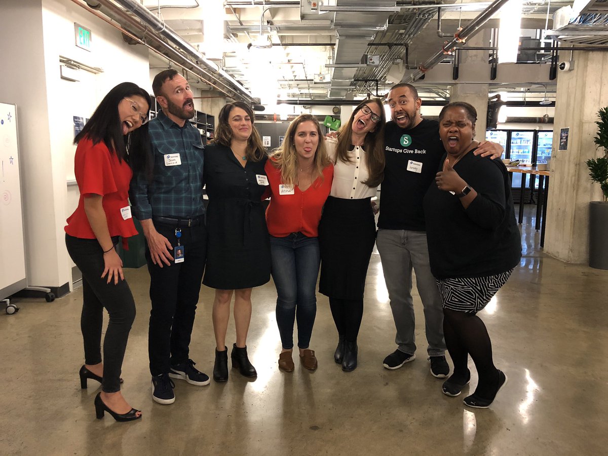 startupsgive's tweet photo. When the photographer says, “Now make a funny face.” Awesome panel tonight! Not pictured: Dinah Jean from @twilio #startupsgiveback https://t.co/GZYiYA6PB1