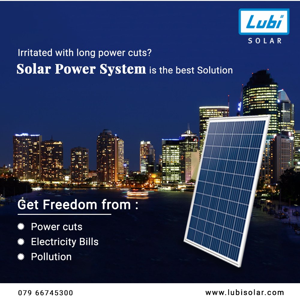 LubiSolar's tweet photo. Irritated with long power cuts?
Solar Power System is the best Solution.
Get Freedom from:
Power cuts
Electricity Bills
Pollution
Contact: 07966745300 | 7567742542
Visit: https://t.co/LILj5PFSxh
#SolarPanelManufacturers #SolarPanelManufacturersInIndia #SolarPowerPanel https://t.co/1yNjFWiN91