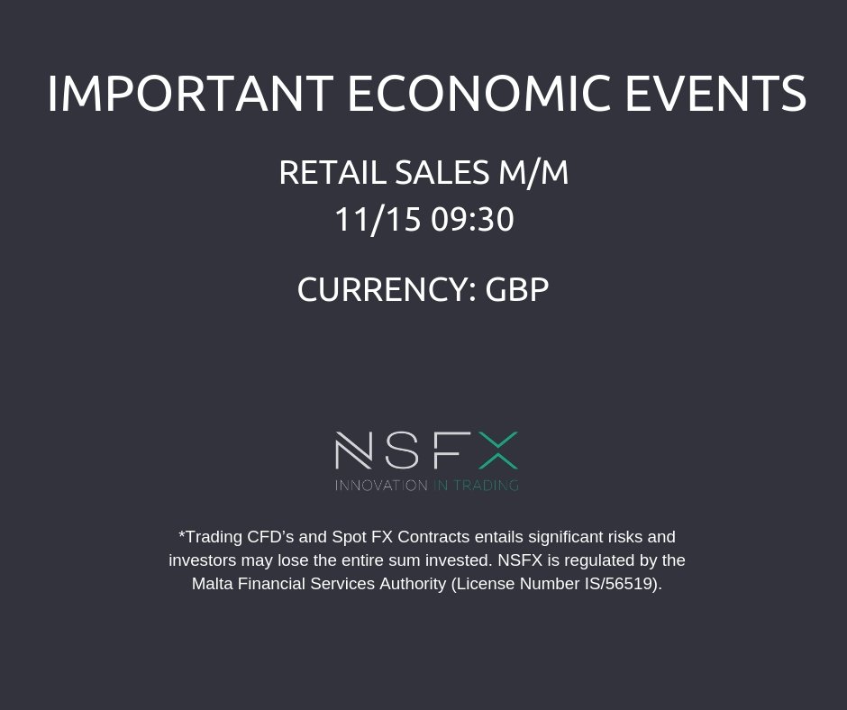 NSFX_Trading's tweet photo. IMPORTANT ECONOMIC EVENTS: Retail Sales m/m. 11/15/2018 09:30. CURRENCY GBP. https://t.co/hEHINbX8MW  #CFD #ECN #finance #economy #innovation #market $earn #trading #traders #NSFX #currency #MT4 #daytrading #FXsignals #RT #FX #News. https://t.co/27RQ3iqi5s