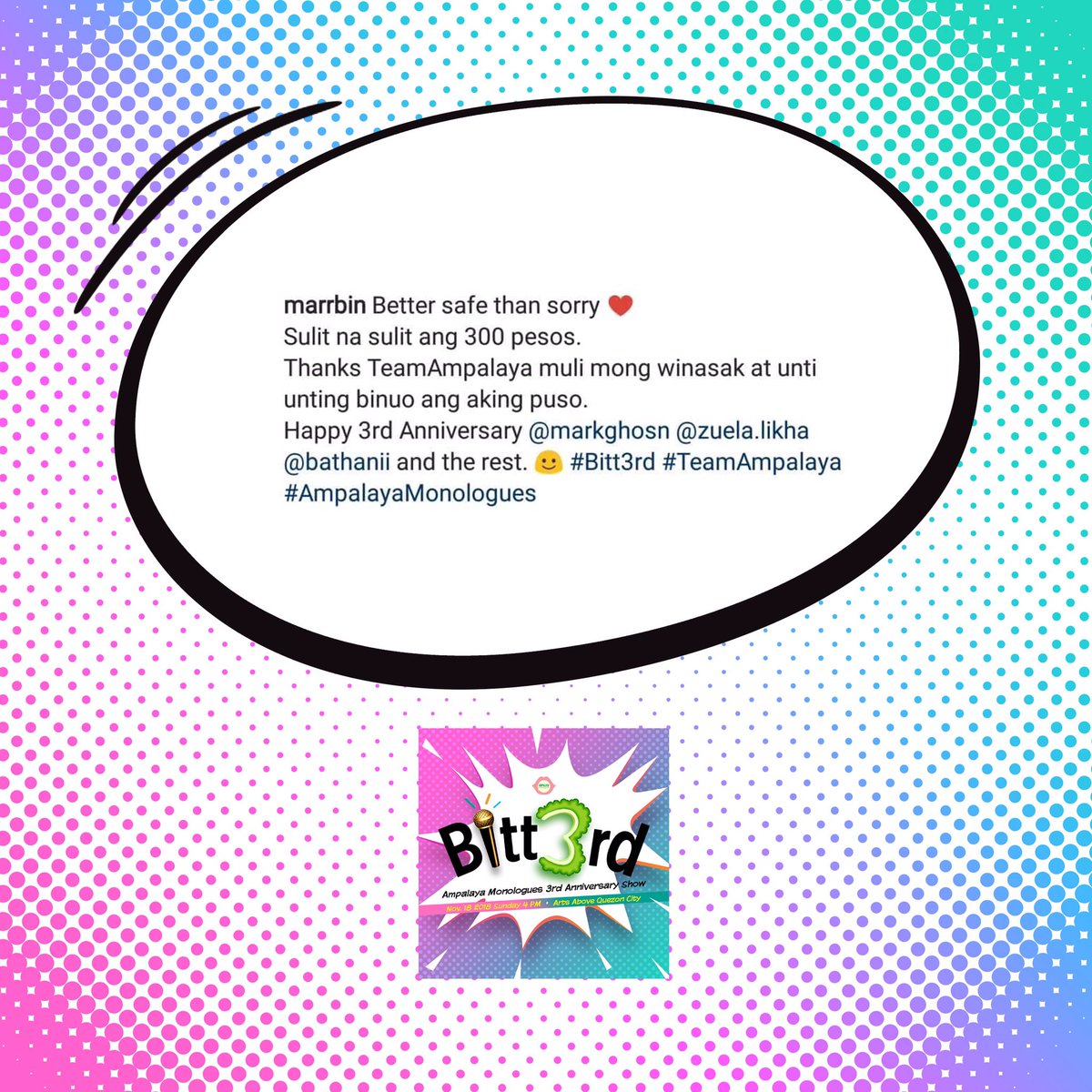 ampalayamnlgs's tweet photo. Join us on our last event for the year! #bitt3rd https://t.co/vLii5vGu4Q