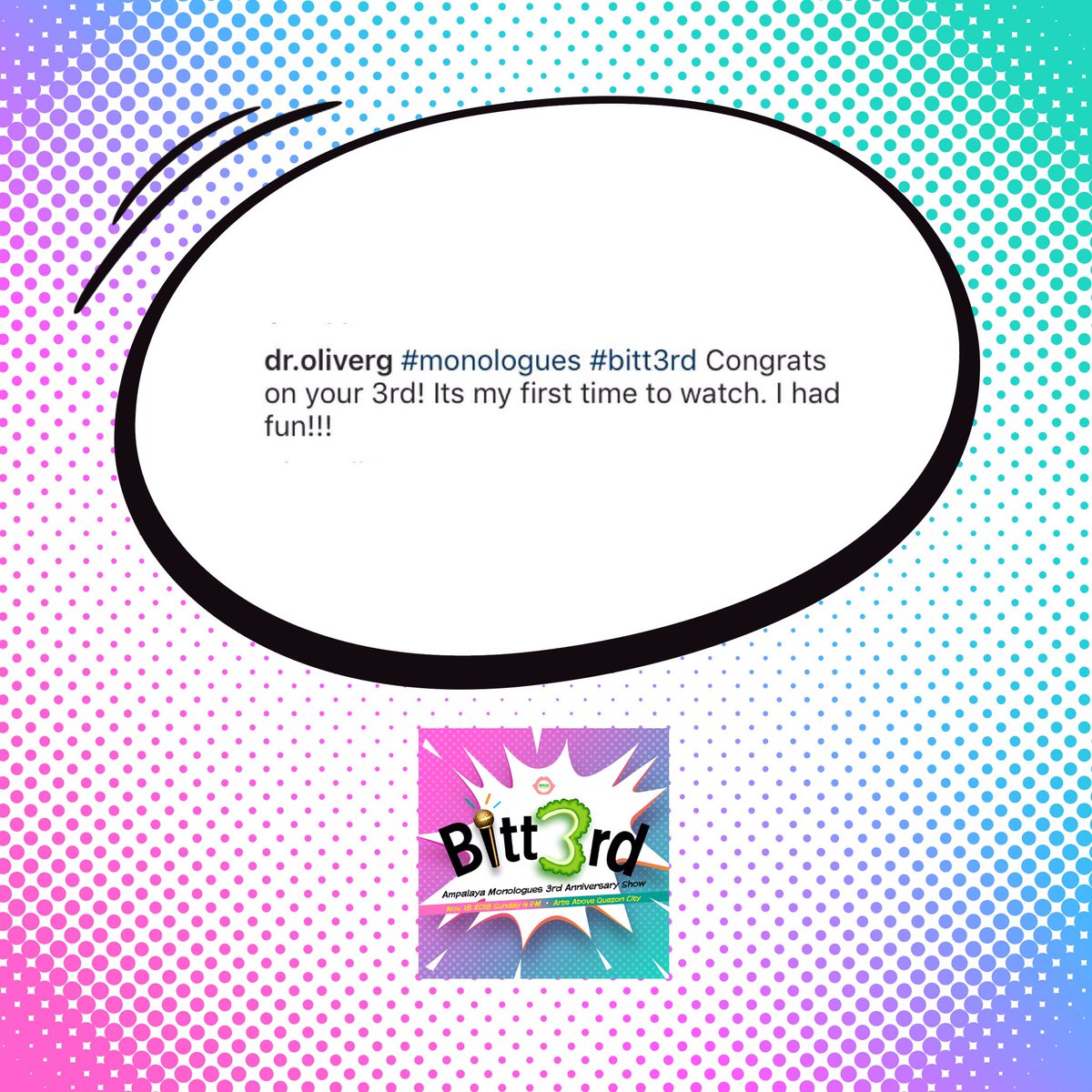 ampalayamnlgs's tweet photo. Don’t miss your last chance to experience #bitt3rd! https://t.co/YcmQXBzOjM