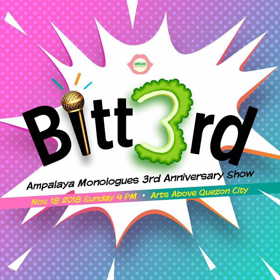 ampalayamnlgs's tweet photo. #Bitt3rd 11.18.18 4PM Arts Above QC P300

event page: https://t.co/7gPeGfJuyL https://t.co/rz9PJV9G5p