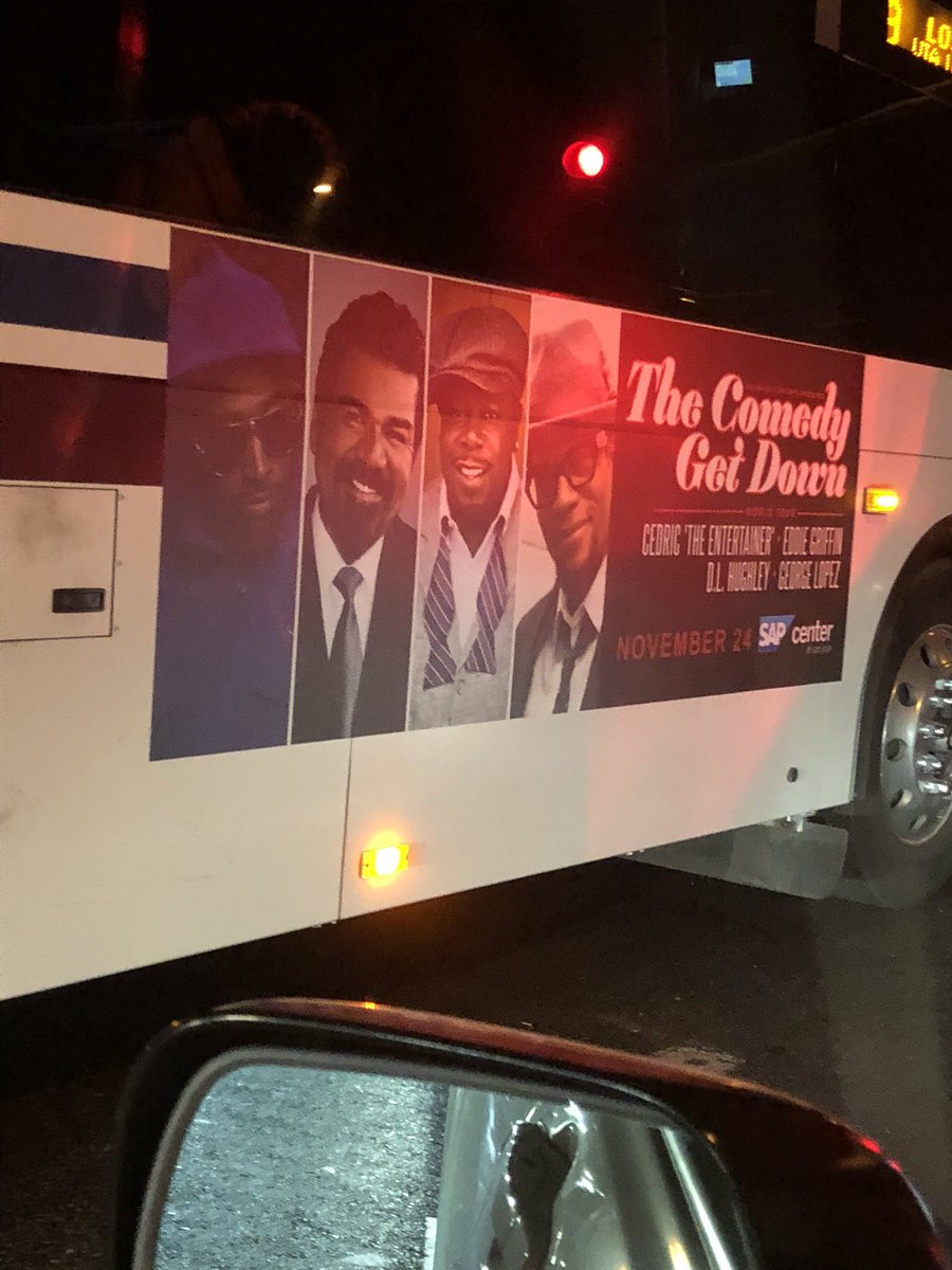 SFsportschick's tweet photo. Waiting at a red light in San Jose & saw these four kings on the bus next to me @RealDLHughley @CedEntertainer @EddieGriffinCom @georgelopez Canโt wait to see yall Nov 24 my 10th #ComedyGetDown #CGD !!! https://t.co/N0vVthx8ab
