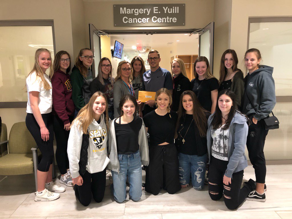 StevieRhere's tweet photo. These girls never cease to amaze me. Great work! @KwahommiesMHHS  on accomplishing our goal of $1000 towards the Margery E. Yuill Cancer Centre. Special thanks to all the @MedHatHigh students, staff, and community for your support. https://t.co/PlBY3Zi2a6