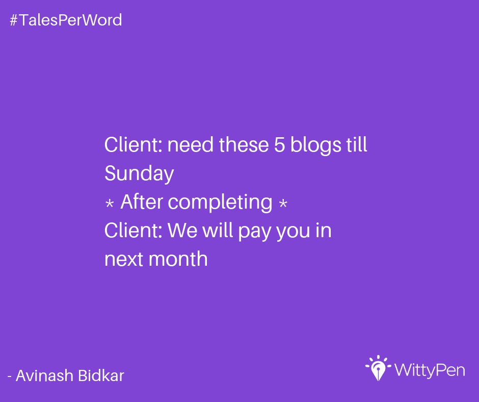 wittypendotcom's tweet photo. #TalesPerWord.

Freelance writers! Share your writing woes with us in the comment section and get a chance to be featured on our social media page.

#Freelancers #FreelanceContentWriteers #WittyPen #FreelancingTales https://t.co/NKWDEX260N