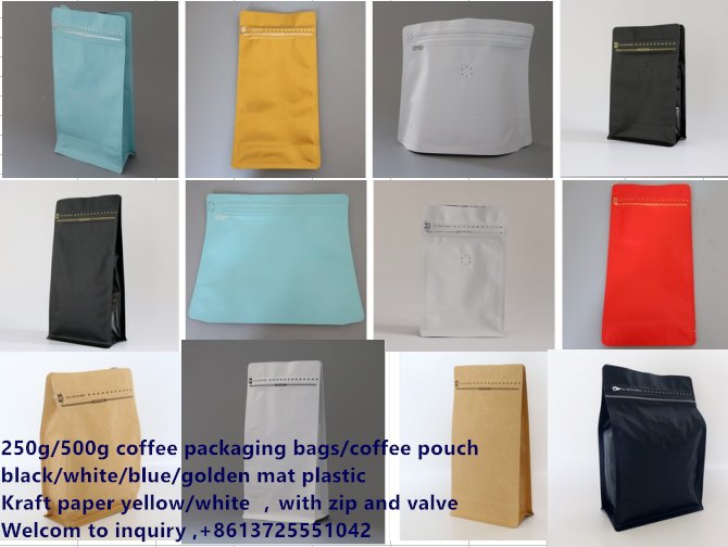 Manufacture for 250g/500g/1kg Flat bottom bags/stand up pouch/gusset side bags/kraft paper bags/One-way Valve 
Whatsapp:+86 13725551042 Candy Huang
Skype:loftist1028
Email:sales2@yuanjingshiye.com