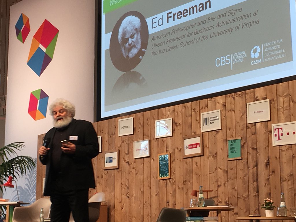 “As a whole, ethics and leadership are connected by narrative”. 

Our keynote speeches of the second day of the #8ICSR have begun, starting with <a href="/RE_Freeman/">R. Edward Freeman</a>!