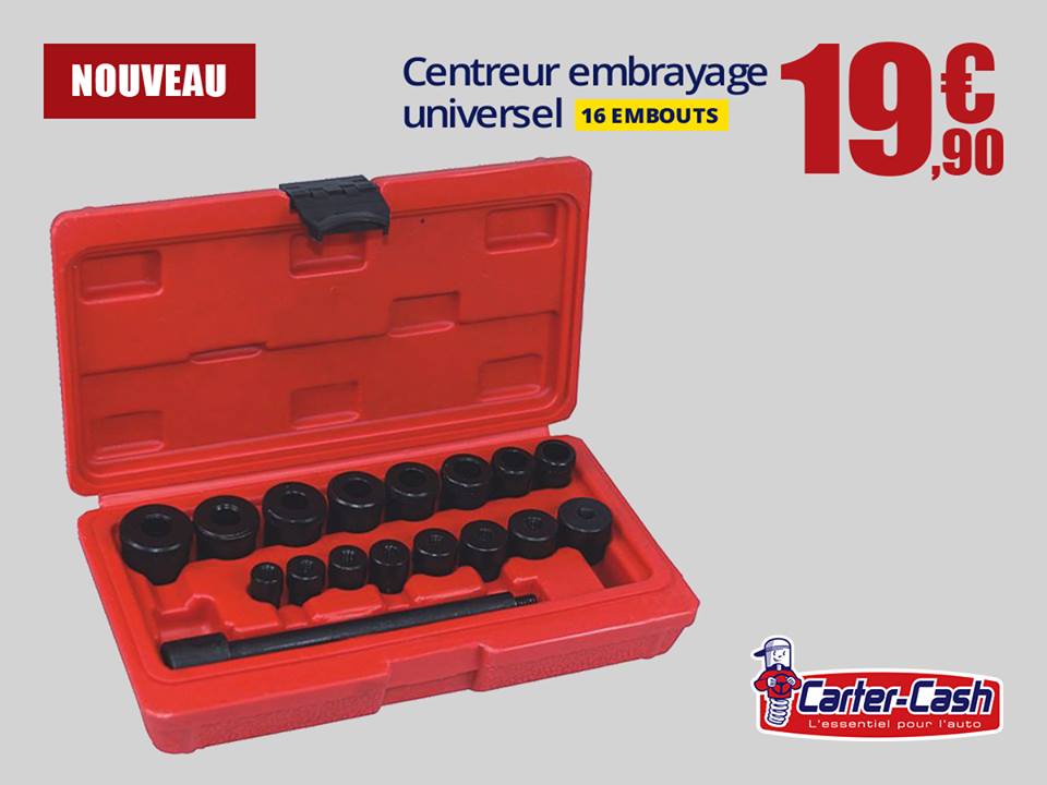 Carter-Cash on X: 🆕Nouveau dans nos magasins ! Le coffret centreur d' embrayage universel avec 16 adaptateurs et 1 centreur à 19,90€ #bonplan  #mécanique #piècesauto #outillage #voiture #cartercashauto #embrayage  #discount #lowcost