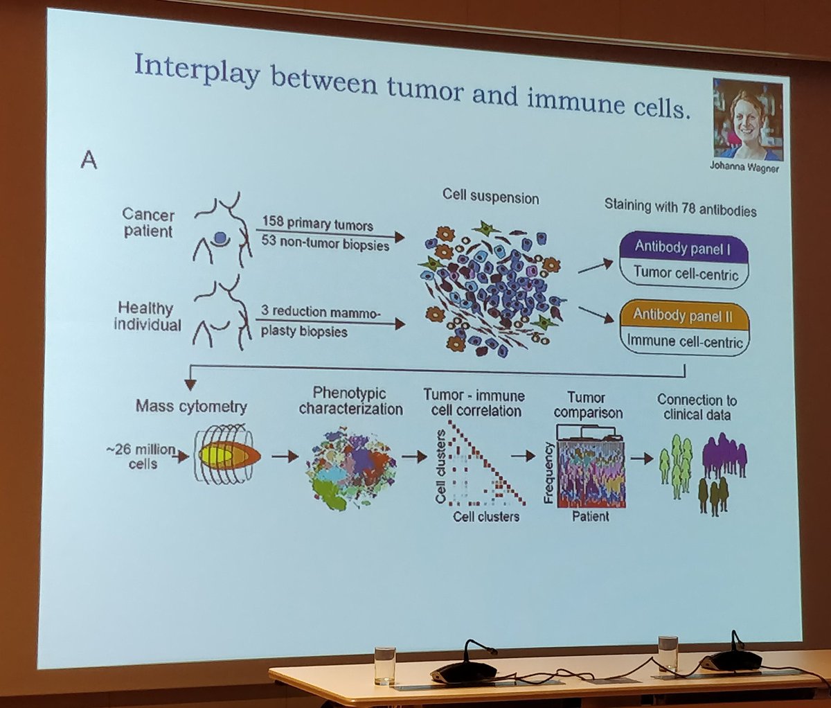 albajene's tweet photo. In case anyone doubts on the actual existence and use of #BigData in Biology. María Rodríguez addressing molecular biology questions at @IBMCH: tumour and immune cell heterogeneity (markers correlate with phenotypic abnormality) at single-cell resolution in breast cancer #JBI2018 https://t.co/5OQgus2PBL