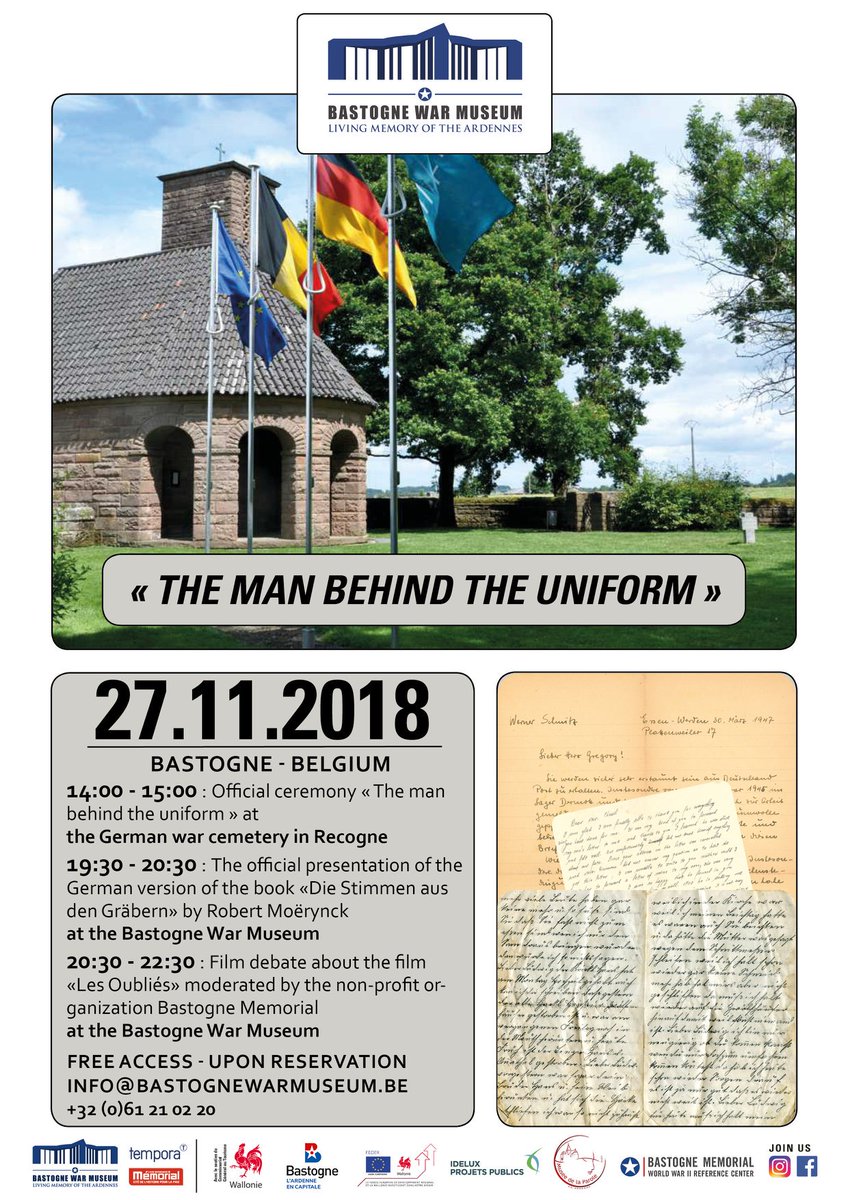 27 November - Event at the Bastogne War Museum 🗓️

The German version of the book “Voix d'Outre-tombe” 📚 from Robert Moerynck is out. More information: bastognewarmuseum.be/actualites,0.h…

#bastognewarmuseum #WorldWar2