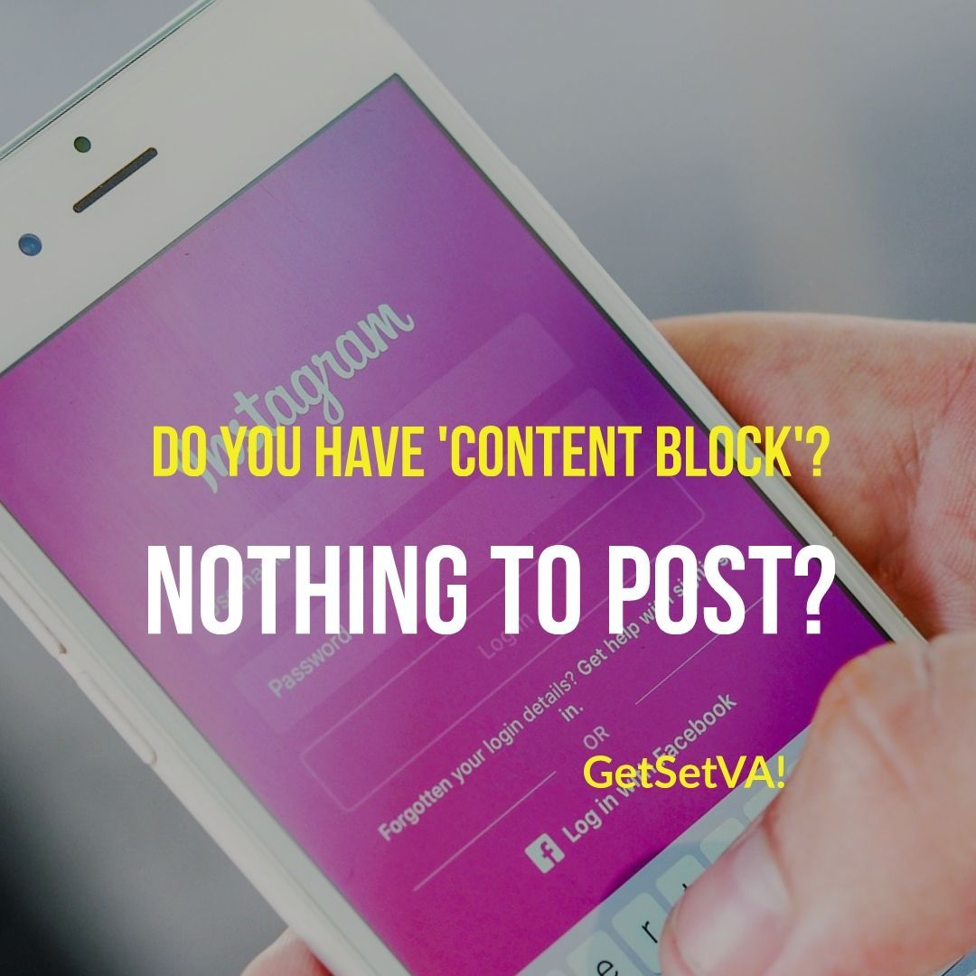 GetSetVA's tweet photo. How do you cope with 'content block'?  Have nothing to post, but still need to maintain your online presence?  Check out our latest Instagram post for some quick tips for coping with content block.  Let us know your thoughts! 

https://t.co/pnL7BdDImP

#SocialMedia #GetSetVA #SMM https://t.co/EeXCIUdgB5