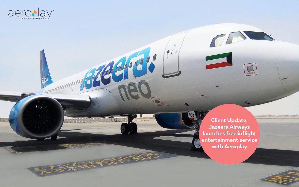 aeroplayent's tweet photo. Jazeera Airways launches free inflight entertainment service with Aeroplay Entertainment. https://t.co/fgYkTN30Rn #inflightentertainment #ife #csp #entertainment #jazeeraairways 
#aeroplayentertainment @JazeeraAirways https://t.co/zWxPvKTeOv