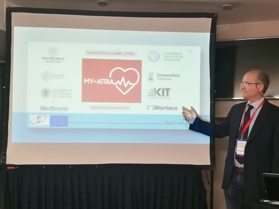 MY_ATRIA's tweet photo. Luca Mainardi, MY-ATRIA coordinator, reviewed cardiac signals processing methods during AF and introduced the MY-ATRIA project during the XIII Jornadas Universitarias de Sistemas de Información en Salud at the Hospital Italiano de Buenos Aires. #JornadasInfoSalud @informaticaHIBA https://t.co/RrNIJPn3BR