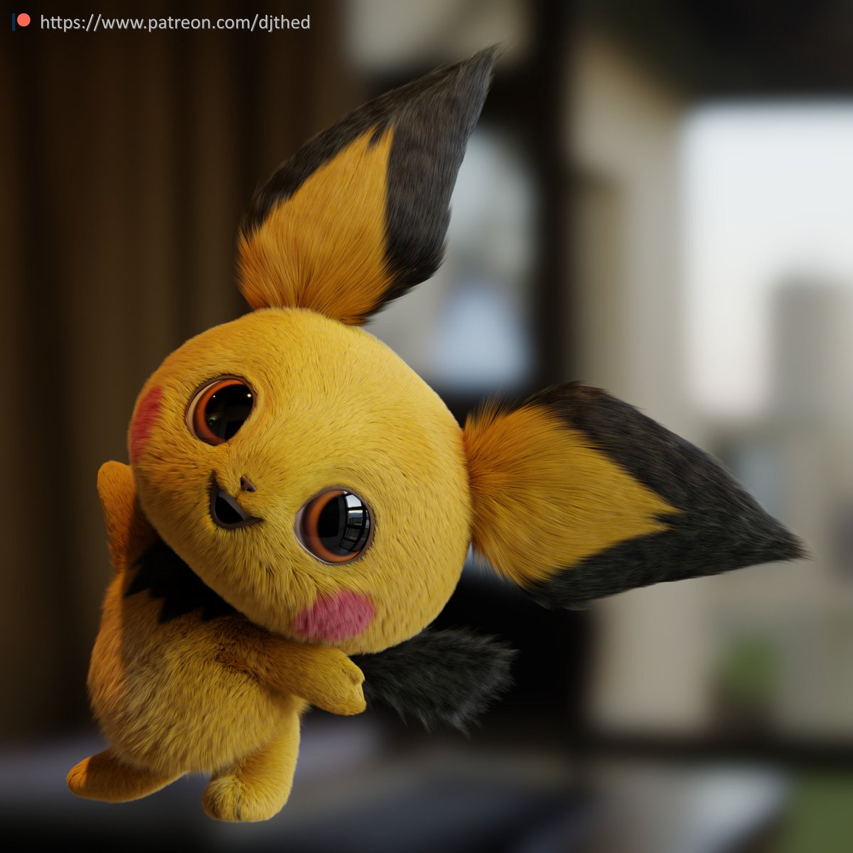_DJTHED's tweet photo. THIS IS NOT OFFICIAL.

I decided to provide my own take on the "Warner Bros." style of realistic looking Pokemon. This was all done in Blender. I haven't used the hair particle system extensively before, but seeing Pikachu's furry coat inspired me to experiment with it. #Pokemon https://t.co/CF7ObRly1U