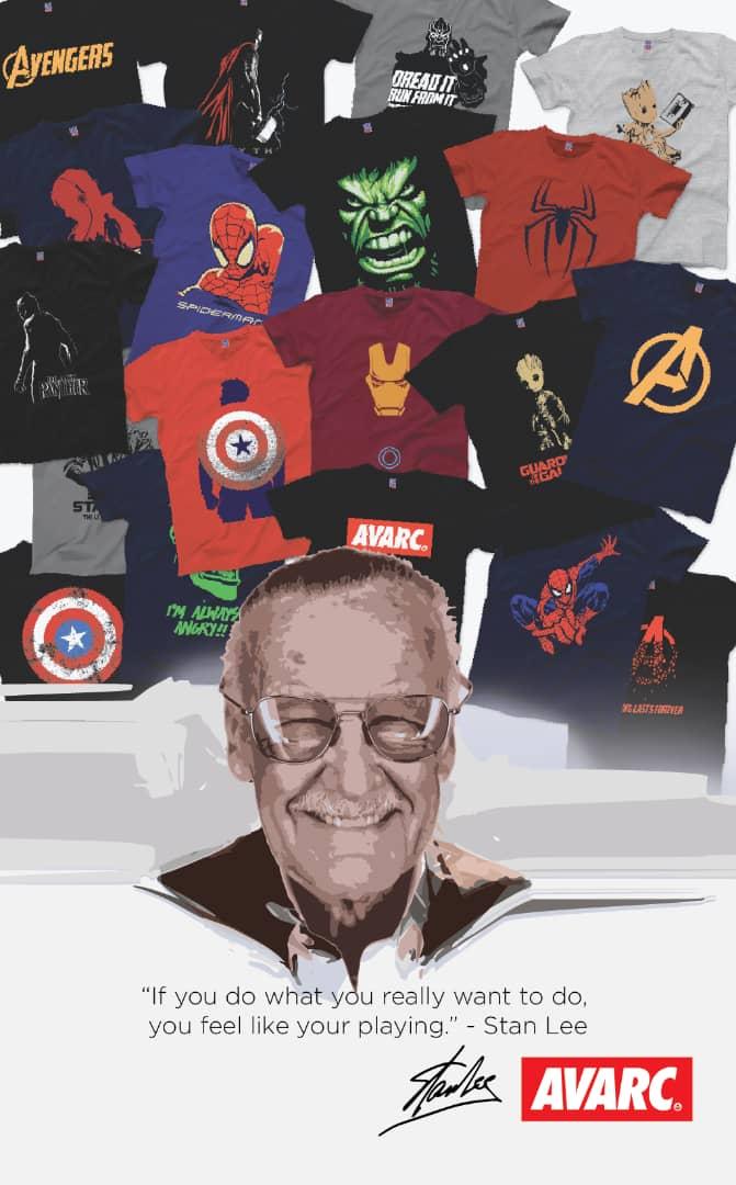 avarcapparel's tweet photo. If you do what you really want to do, you feel like you are playing." - Stan Lee
He was the inspiration for many our Avengers' collection tees.
#RIPStanLee
#avarcapparel #avarcdesigns https://t.co/5qLXyFrSMF
