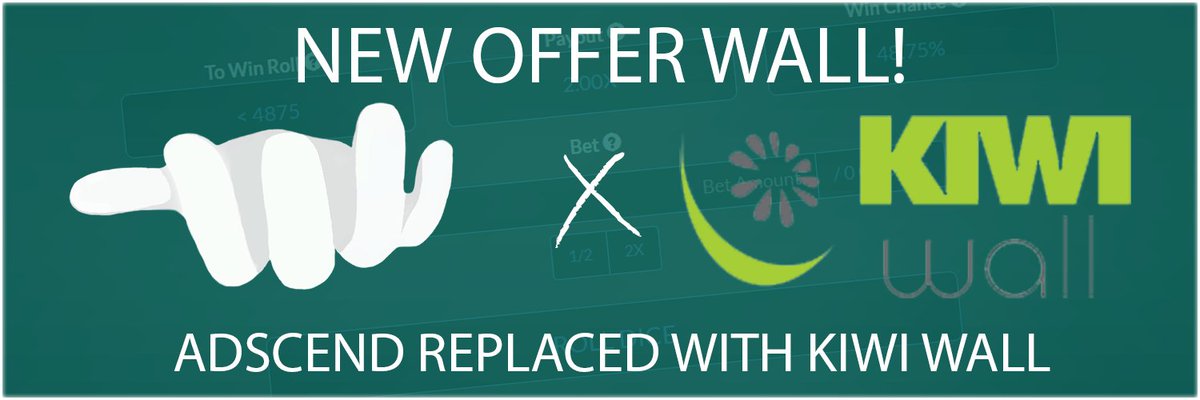 ADSCEND REPLACED WITH KIWI WALL!
- We did add Kiwi Wall to our earn section
- Adscend got removed.
Earn now FREE SKINS and FREE CRYPTOCURRENCYS at HANDOUTS.gg

#FreeSkins #Crypto #BitCoin #BTC #Ethereum #ETH #LiteCoin #LTC